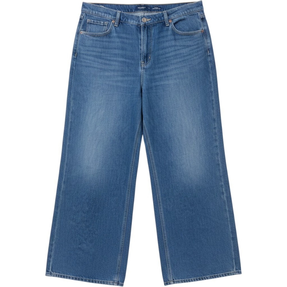 Old Navy Jeans 14 High-Rise Baggy Wide Leg Blue Denim Pants Retro Casual Street